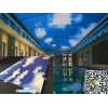 青銅峽市萬科售樓中心一樓游泳館7角碼式藍(lán)天白云鋁單板  廠家定制